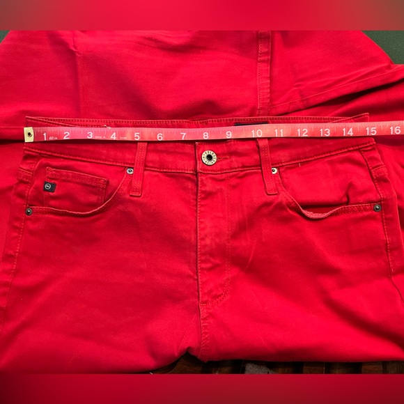 AG Farrah High Rise Ankle Skinny Stretch Sateen Jeans in Red Size 29 - Picture 11 of 11